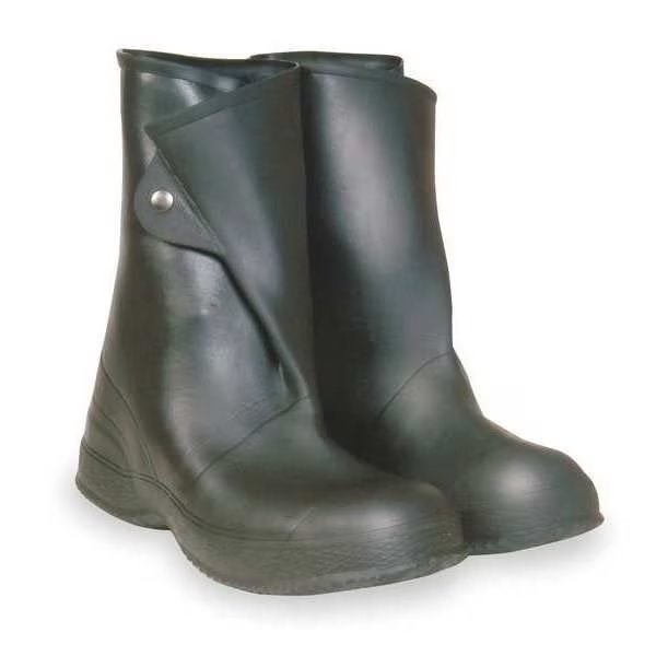 Overboots, Mens, 14, Button Tab, Blk, PVC, PR, Talon Trax, Mfr#: 3YA33