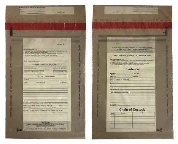 Evidence Bag, Dual Sided, 8 x 5 In, PK100, Cortech, Mfr#: C-3-2050