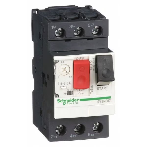 Manual Motor Starter, Button, 1.6-2.5A, 1P, Schneider Electric, Mfr#: GV2ME07