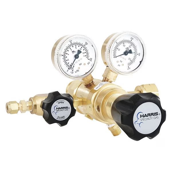 Specialty Gas Lab Regulator, Two Stage, CGA-350, 0 to 125 psi, Use With: Hydrogen, Methane, Harris, Mfr#: KH1138