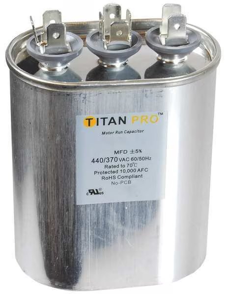 Motor Dual Run Cap, 25/10 MFD, 370-440V, Titan Pro, Mfr#: TOCFD2510