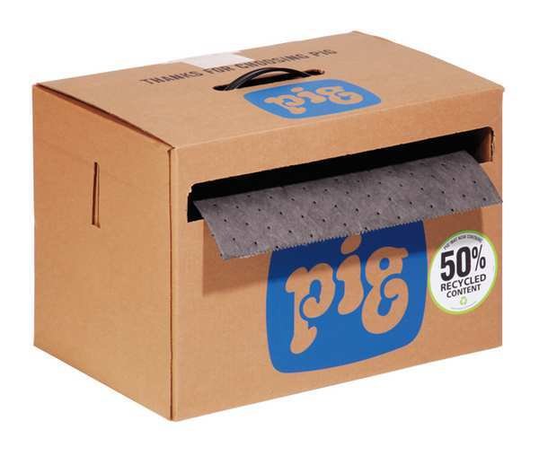 Sorbents, 8 gal, 15 in x 75 ft, Universal, Gray, Polypropylene, Pig, Mfr#: MAT2001