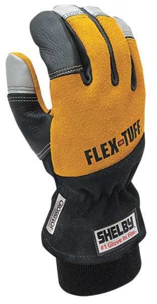 Firefighters Gloves, XL, Blk/Gld/Slvr, PR, Shelby, Mfr#: 5291