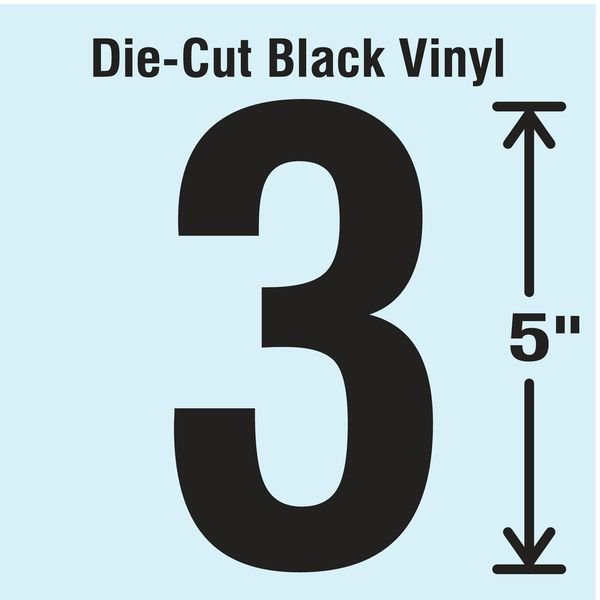 Die Cut Number Label, 3, 10 Cards, PK10, Stranco, Mfr#: DBV-5-3-10