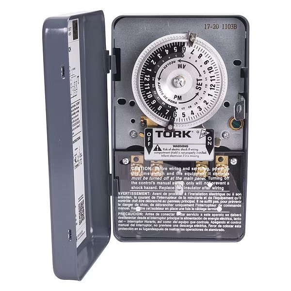 Electromechanical Timer, 120V, DPST-NO, Tork, Mfr#: 1103B