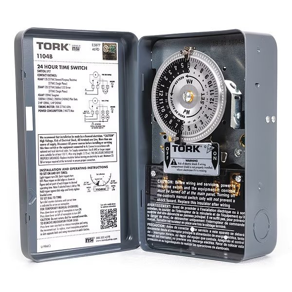 Electromechanical Timer, 208 to 277V, Tork, Mfr#: 1104B