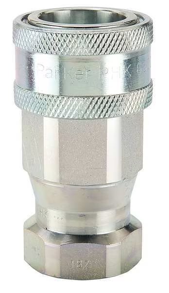 Hydraulic Quick Connect Hose Coupling, Steel Body, Sleeve Lock, 3/4"-16 Thread Size, 6600 Series, Parker, Mfr#: 6608-8-10