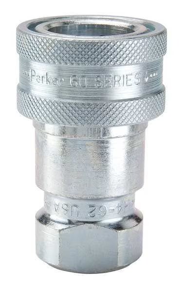 Hydraulic Quick Connect Hose Coupling, Steel Body, Sleeve Lock, 3/4"-14 Thread Size, 60 Series, Parker, Mfr#: H3-62-T8