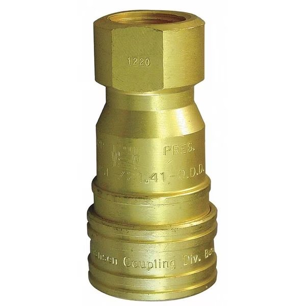 Hydraulic Quick Connect Hose Coupling, Brass Body, Push-to-Connect Lock, 3/8"-18 Thread Size, Danfoss, Mfr#: 100006E