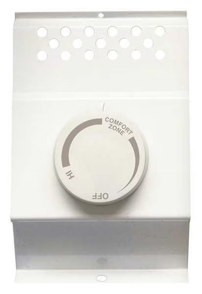 Electric Baseboard Heater Thermostat, 2 Poles, White, Powder Coated White Paint, 120/208/240V, Cadet, Mfr#: BTF2W
