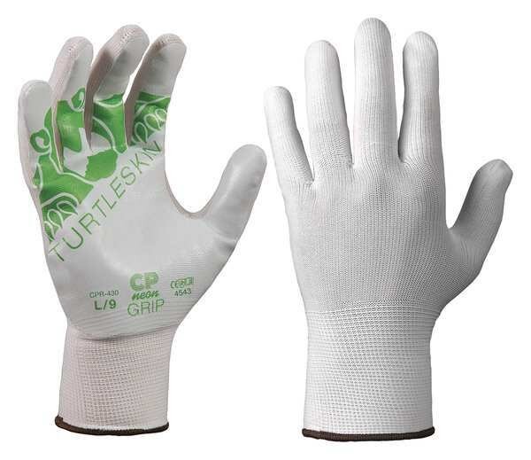 Cut Resistant Coated Gloves, 4 Cut Level, 13 ga, White, L, Turtleskin, Mfr#: CPN-430