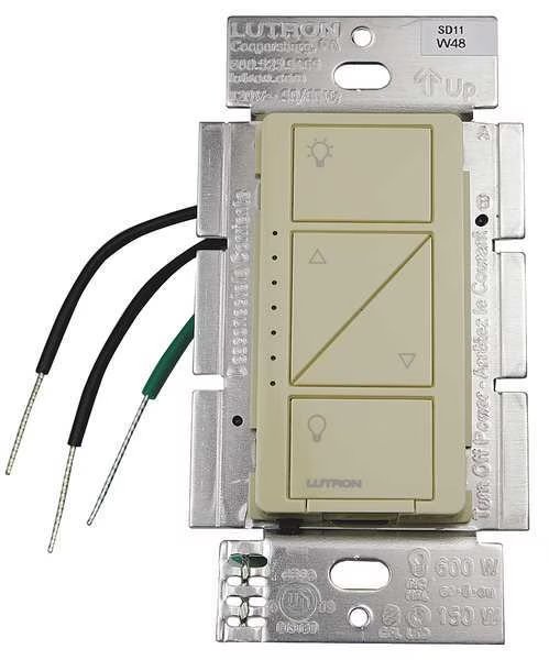 Lighting Dimmer, 1-Pole, 120V, Ivory, Lutron, Mfr#: PD-6WCL-IV