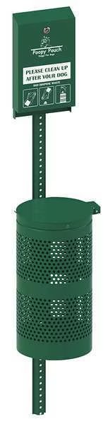 Pet Waste Disp. Station, Green, 3-1/2 gal., Poopy Pouch, Mfr#: PP-H-KIT