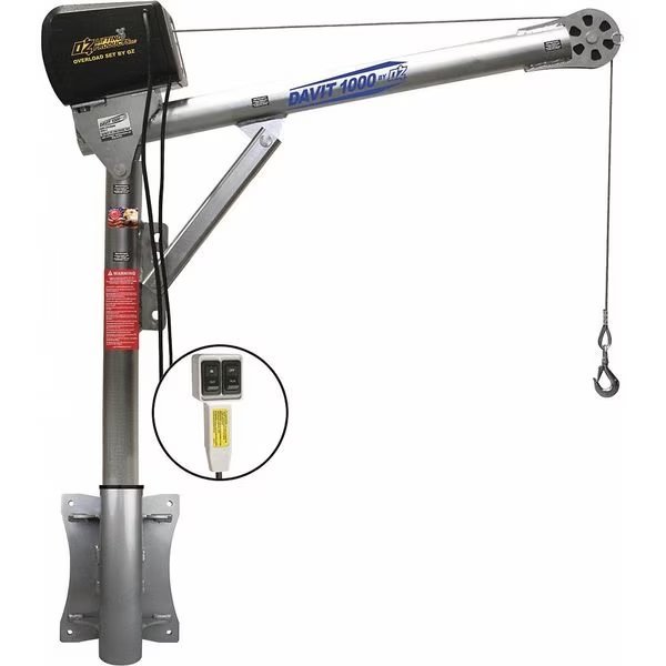 Davit Crane Kit, 1,000 lb Capacity, 27.5 in to 42 in Reach, 0 in to 540 in Lift Range, Silver, Oz Lifting Products, Mfr#: OZ1000DAV-SP15