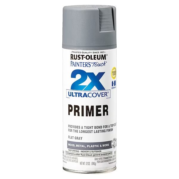 Spray Primer, Flat, Gray, 12 oz, Exterior, Rust-Oleum, Mfr#: 334017