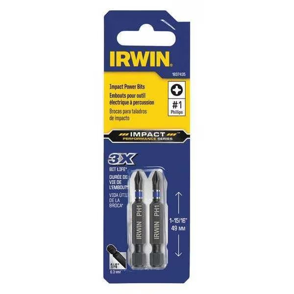 Insert Bit, Power, Sgl End, Hex Shank, PK2, Irwin, Mfr#: IWAF32PH12