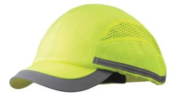 Bump Cap, Short Brim Baseball, Inner ABS Polymer, Outer Nylon, Hook-and-Loop Suspension, Yellow, Surflex, Mfr#: SCARAP1YLW