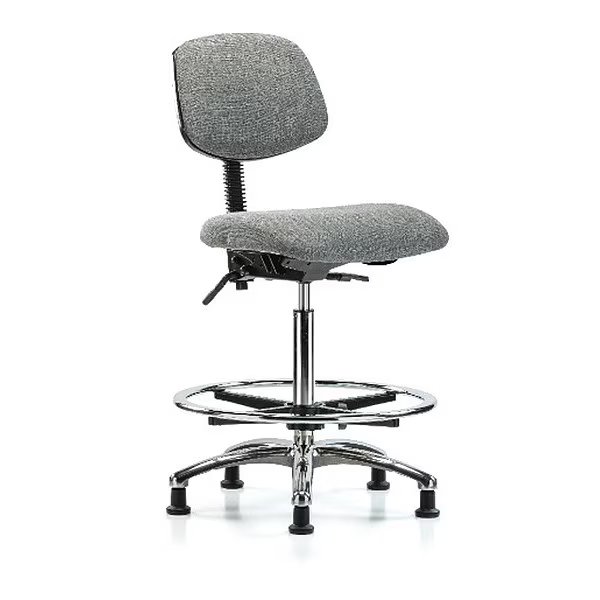 High Bench Chair, Fabric, 26" to 35-1/2" Height, No Arms, Grey, Blue Ridge Ergonomics, Mfr#: BR-FHBCH-CR-T1-A0-CF-RG-F44