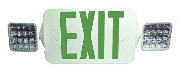 LED Emergency Combo Unit, White, Green, FHEC33WG, Fulham, Mfr#: FHEC33WG