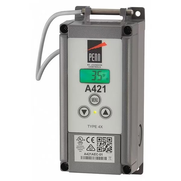 Electronic Temperature Control, Open/Close on Rise, SPDT, 120/240VAC, Johnson Controls, Mfr#: A421AEC-01C