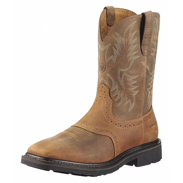 Size 7-1/2EE Men's Western Boot Steel Work Boot, Aged Bark, Ariat, Mfr#: 10010134