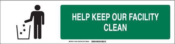 Slider Insert, Keep Our Facilty Clean, Eng, Brady, Mfr#: 140809