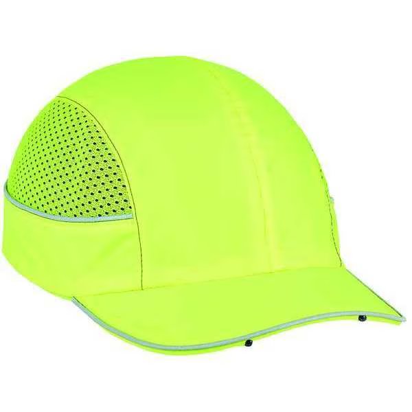 Bump Cap, Short Brim Baseball, ABS, Hook-and-Loop Suspension, Hi-Visibility Lime, Skullerz By Ergodyne, Mfr#: 8960