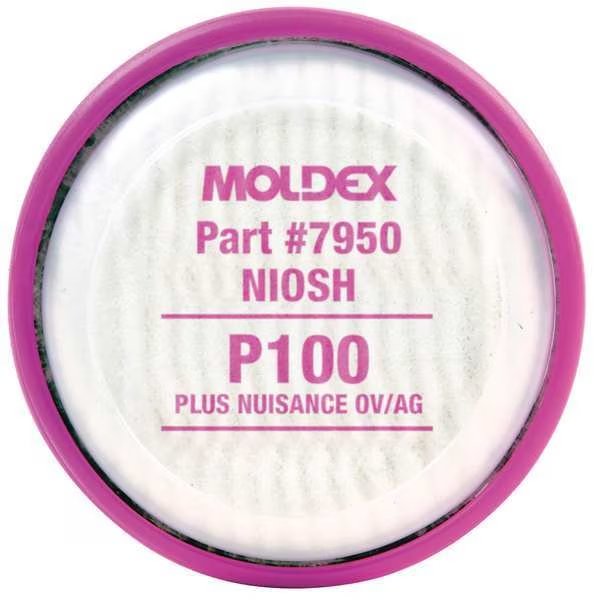 Filter, Bayonet, P100, Nuisance Level OV, AG, Magenta, 2 PK, NIOSH, Moldex, Mfr#: 7950