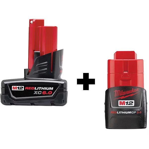 Battery, 2 Batteries, 12V DC, Milwaukee Tool, Mfr#: 48-11-2460, 48-11-2430