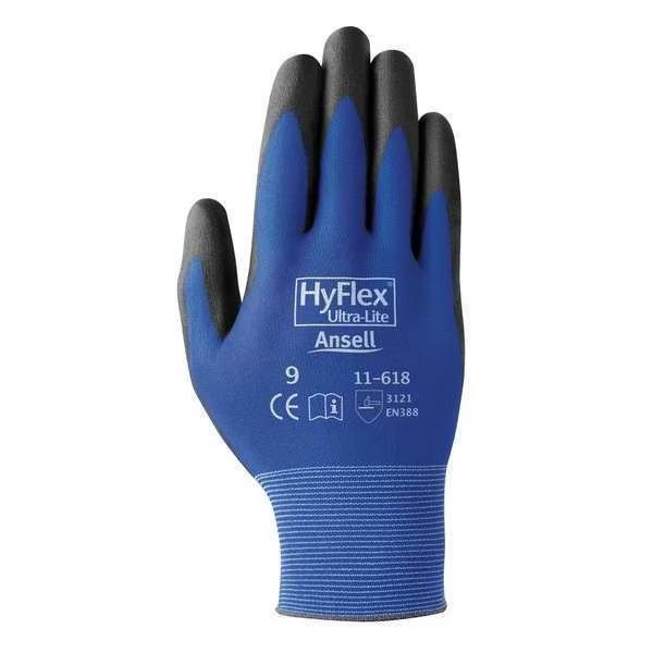 Polyurethane Coated Gloves, Palm Coverage, Blue, 7, PR, Ansell, Mfr#: 11-618