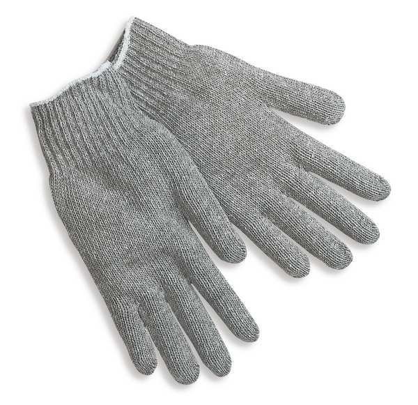 String Knit Gloves, Cotton Polyester Blend Material, Knit Wrist Cuff, Gray, L, Mcr Safety, Mfr#: 9507LM