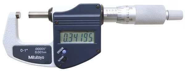 Mic, 0 to 1/0 to 25.4mm, Ratchet Stop, NIST, Case, Mitutoyo, Mfr#: 293-831-30CAL