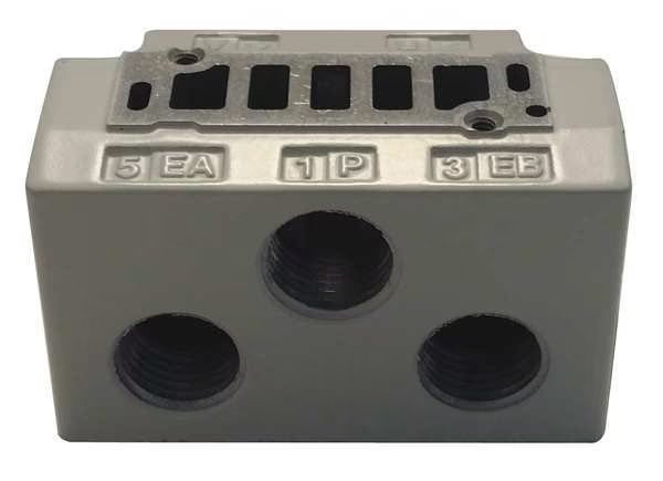 Sub-Plate, 1/8 in. NPT, 0.29 Cv, Smc, Mfr#: SY3000-27-1T