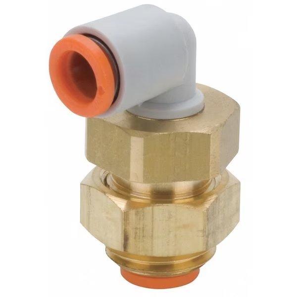 Bulkhead Union Elbow, 90 Deg, 1/2 in.Tube, Smc, Mfr#: KQ2LE13-00A