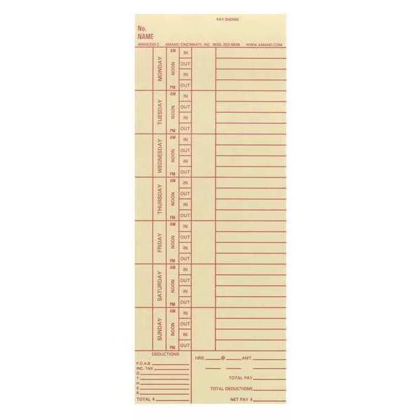 Weekly Time Card, PK1000, Amano, Mfr#: AMA5200