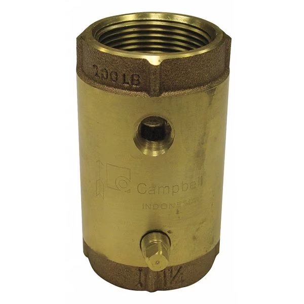 1" FNPT Low Lead Brass Spring Check Valve w/Taps, Campbell, Mfr#: CVB-4TLF