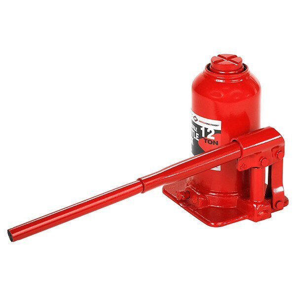 Bottle Jack, 12 ton, Max Lift 14 3/8" H, American Forge & Foundry, Mfr#: 3612S