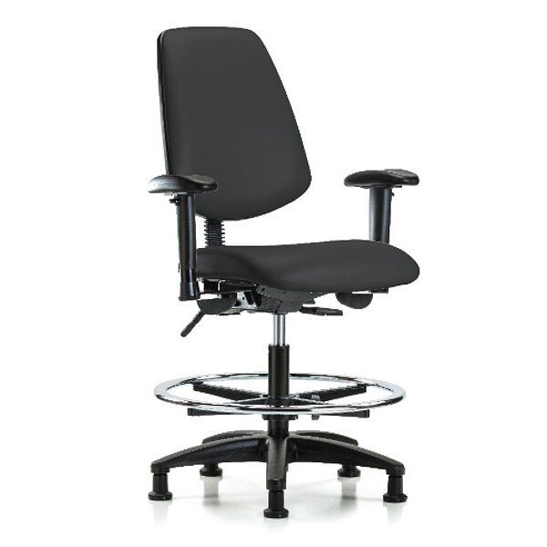 Medium Bench Chair, Vinyl, 22" to 29" Height, Adjustable Arms, Black, Blue Ridge Ergonomics, Mfr#: BR-VMBCH-MB-RG-T1-A1-CF-RG-8540