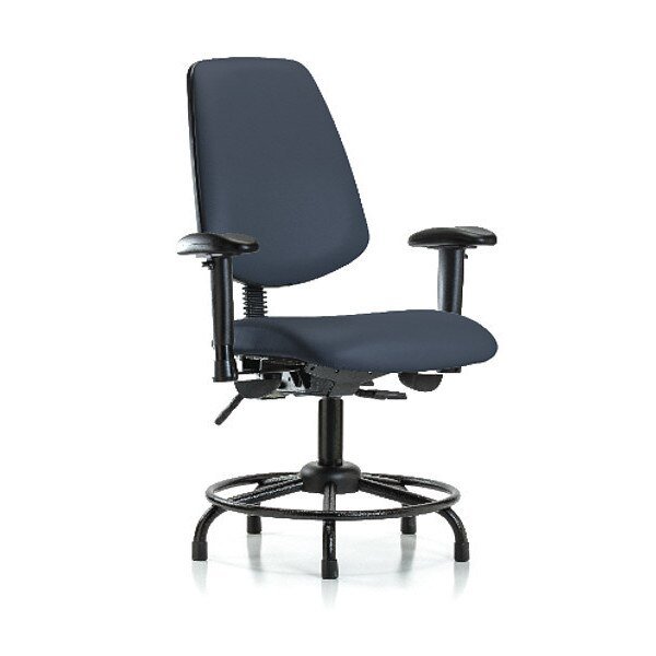 Desk Chair, Vinyl, 18" to 23" Height, Adjustable Arms, Imperial Blue, Blue Ridge Ergonomics, Mfr#: BR-VDHCH-MB-RT-T0-A1-RG-8582