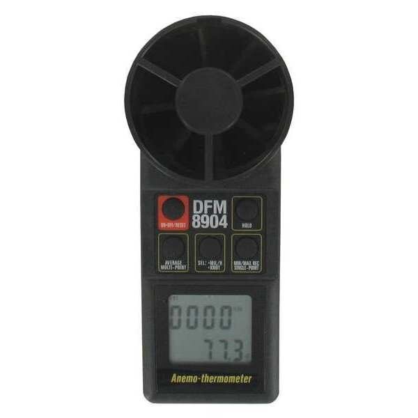 Anemometer, Rotating Vane, Black, Dwyer Instruments, Mfr#: 8904