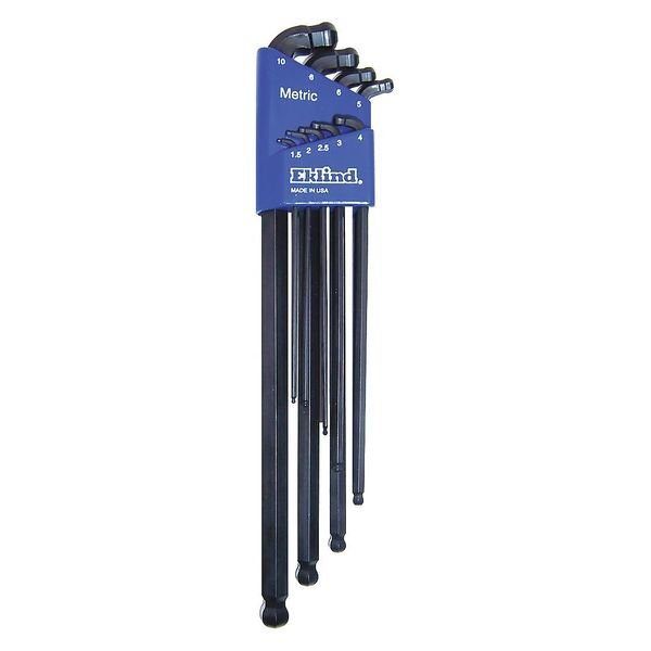 9 Piece Metric L-Shape Hex Key Set, 17609, Eklind, Mfr#: 17609