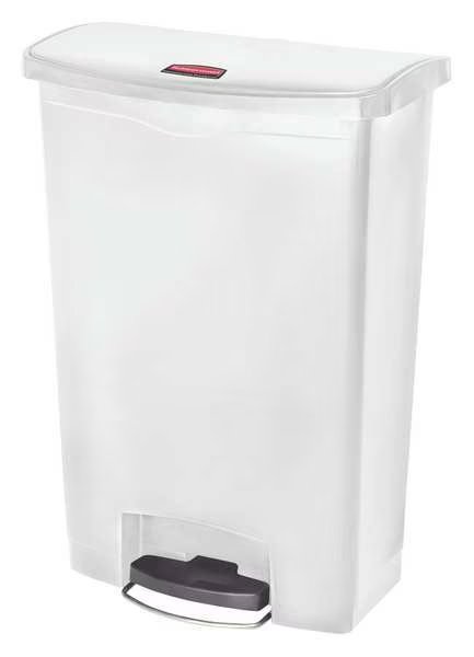 24 gal Rectangular Trash Can, White, 22 1/4 in Dia, Step-On, Plastic, Rubbermaid Commercial, Mfr#: 1883561