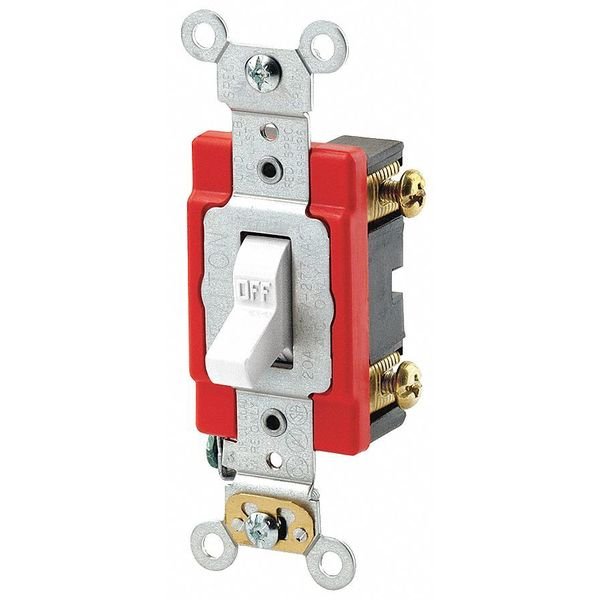 Wall Swtch, 1-Pole, 120/277V, 20A, Wht, Toggl, Leviton, Mfr#: A1221-2W