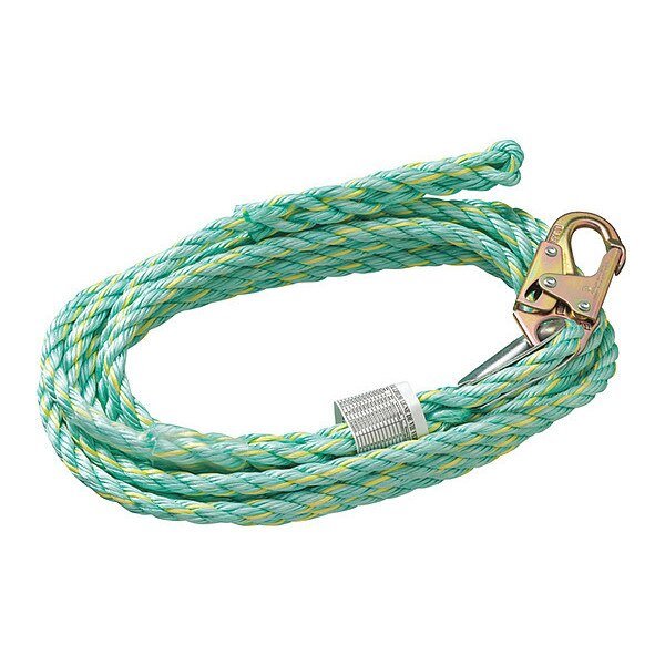Vertical Lifelines - Premium Extruded Co-Polymer Fibre - Anchor End Snap Hook/Trailing End Back Splice, Peakworks, Mfr#: V84014050