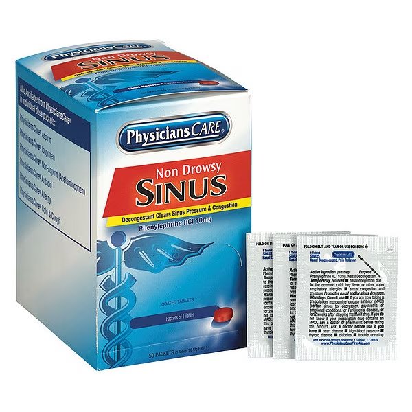 Sinus Relief, Tablet, 10mg, PK50, Physicianscare, Mfr#: 90087