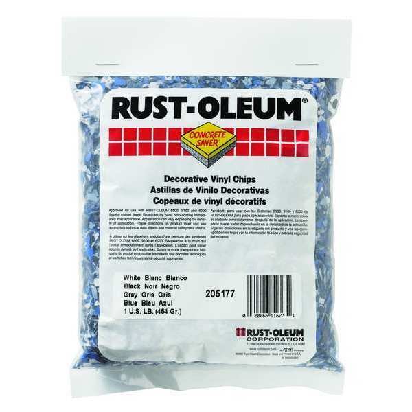 Floor Chip, Black/White/Blue, Vinyl, 1lb., Rust-Oleum, Mfr#: 205177
