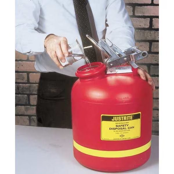 Disposal Can, 5 Gal., Red, Polyethylene, Justrite, Mfr#: 14765