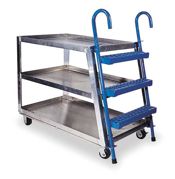 Aluminum Stock Picking Ladder Cart 1000 lb. Capacity, 40