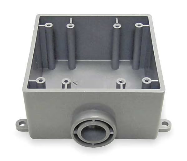 Weatherproof Electrical Box, 37.3 cu in, FSE Box Type, 2 Gang(s), PVC, Square Shape, Cantex, Mfr#: 5133381