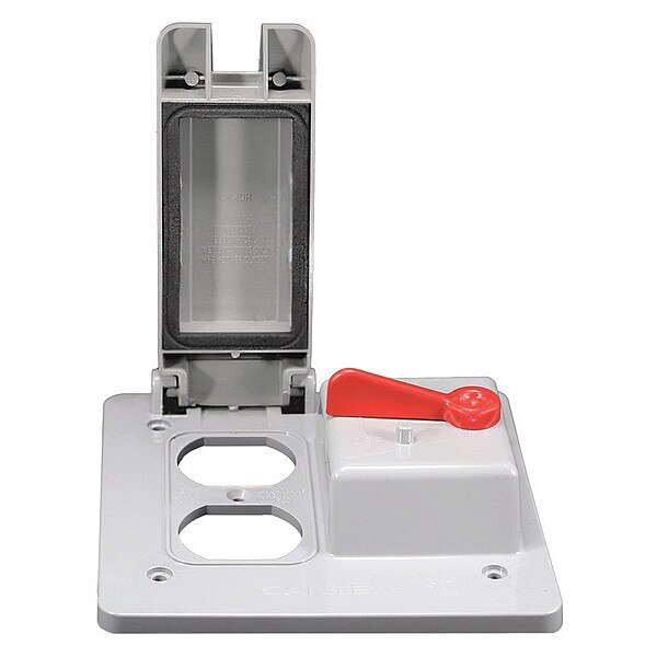 2 -Gang Vertical Weatherproof Cover, 5-1/4" W, 1-1/4" H, Cantex, Mfr#: 5133337